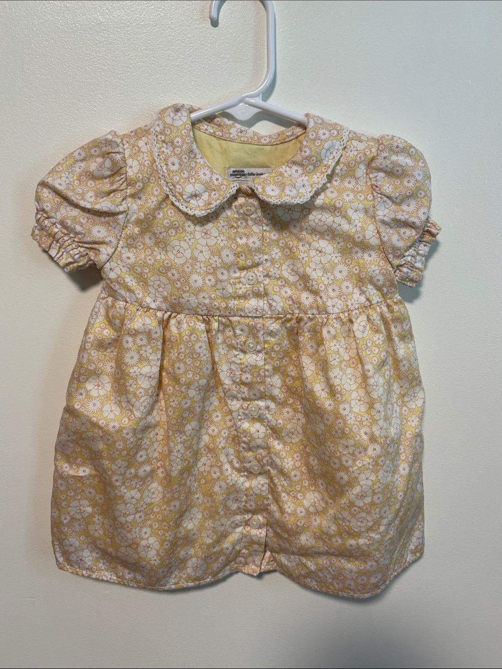 Amazon Essentials Yellow Floral Baby Dress with Peter Pan Collar